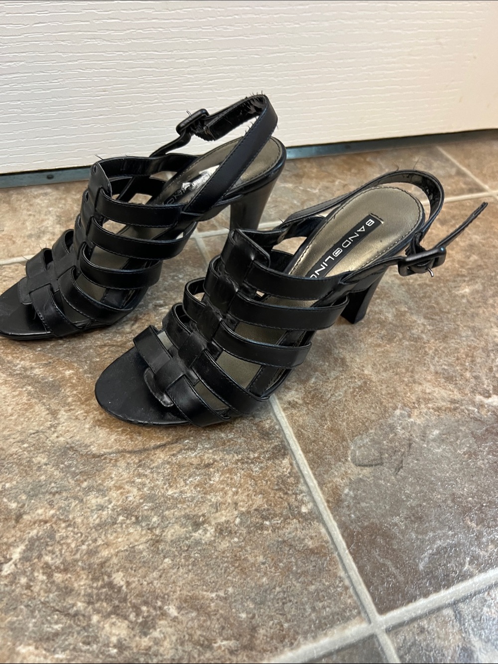 Bandolino Black Multi-Strap Slingback Heels